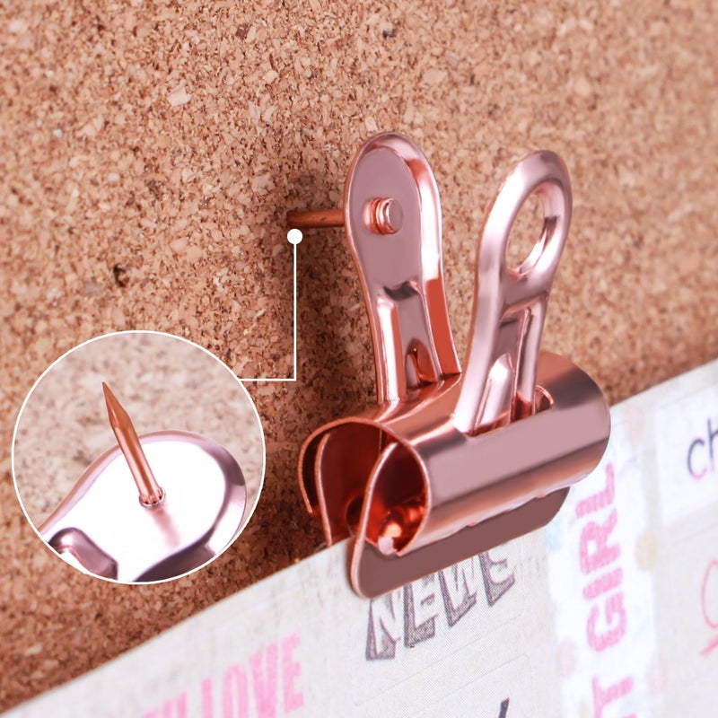Yalis Push Pins Clips 15-Count, Pinning No Holes for Paper, Creative Paper Clips with Tack for Cork Board and Photo Wall (Rose Gold) - Image 4